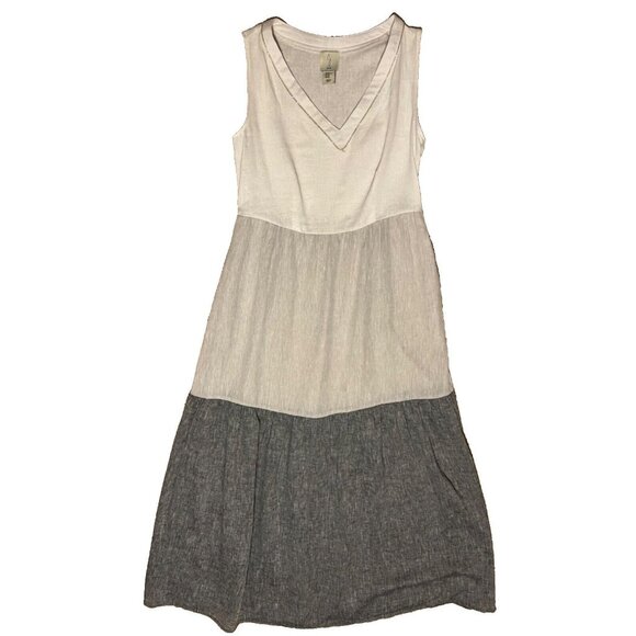 JOIE Maxi Dress XS Extra Small Linen Gray White Pockets Beads Washable Flowy - Picture 2 of 11